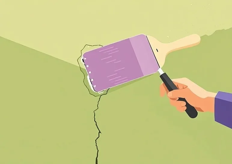 Ponçage et rebouchage des fissures avant mise en peinture