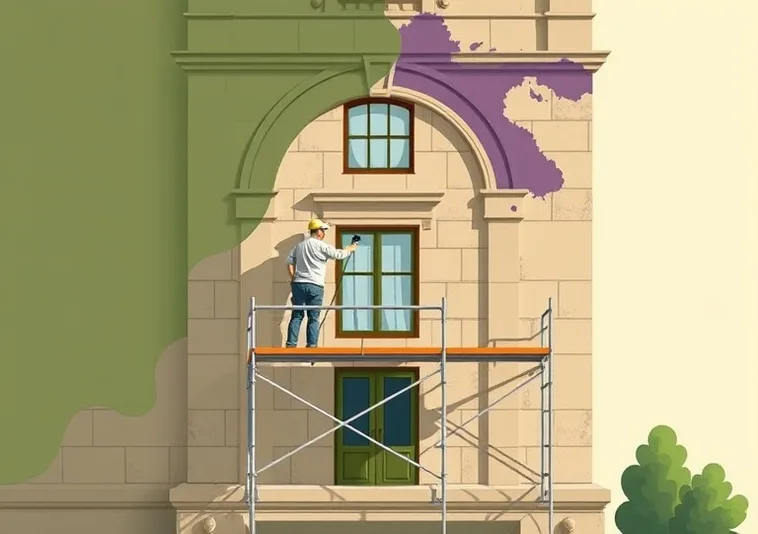 Ravalement de façade en pierre, nettoyage et application d'enduit